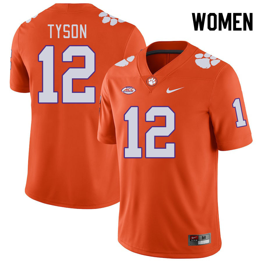 Women #12 Paul Tyson Clemson Tigers College Football Jerseys Stitched-Orange - Click Image to Close